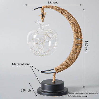 LED Decorative lamp Table lamp 3D Magic Moonlight Wrought Iron Night Light Christmas Home Decoration Birthday Gift USB Power Supply 5.5 * 5.1 * 11 inches （A Purple） - style: A Purple