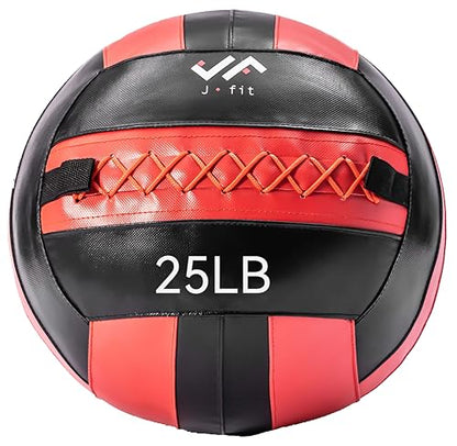 JFit Wall Ball – Premium Soft Weighted Exercise Ball for Strength, Conditioning, Gym & Home Workouts, 4-30 LB - color: Red/Black, style: 25 LB