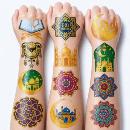 96 PCS Eid Ramadan Mubarak Pre-cut Temporary Tattoos - Eid Themed Party