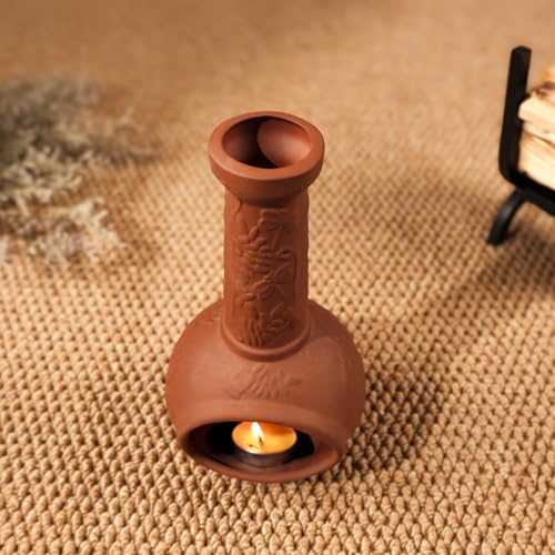 MOUGIGI Handmade Terracotta Palo Santo Holder, Mini Chiminea Incense Dish - color: Terracotta -Dragonfly Palo Santo Holder