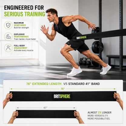 76-Inch Long Fabric Resistance Bands for Women & Men | Heavy Duty, Pull Up Assistance, Non-Slip Elastic, Home Gym Equipment, Strength Training, Pilates & Calisthenics - color: Black