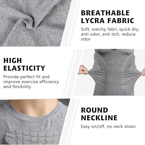 Youth Padded Compression Shirt Vest Rib Chest Protector Football Baseball - color: Padded Vest Gray, size: X-Large