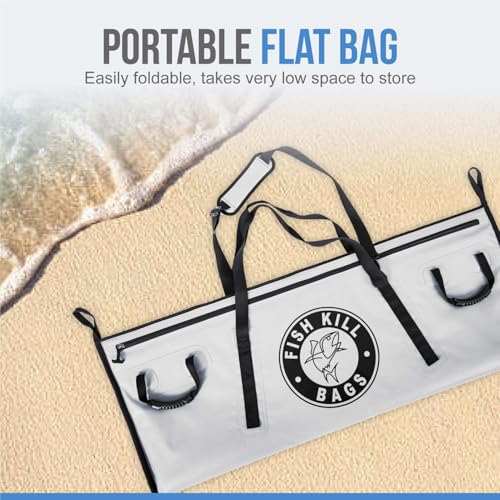 Insulated Fish Cooler Bag - Waterproof Leakproof PVC fishing Kill Bag with Carry Handles - Portable Fishing Cooler heavy bag for Boat & Kayak Use - size: (100 QT) 50" x 20"