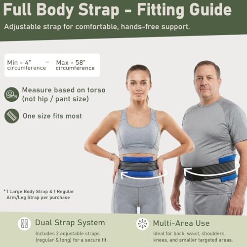 4PK with Straps Flexible Gel Ice Packs for Injuries Reusable - Gel Ice Pack Cold Compress for Knee, Back, Neck, Wrist, Hand, Elbow, Ankle Pain Relief - 9.5" x 4.5" - style: ColdWithStrap