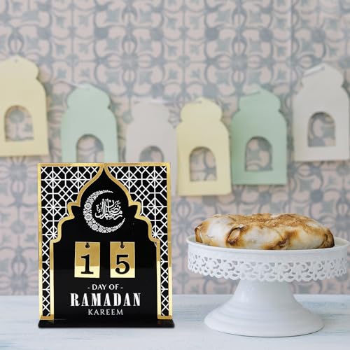 라마단 재림절 달력 세트 - 가정용 이드 무바라크 테이블 장식용 아크릴 및 나무 라마단 장식, 무슬림 축제 및 라마단 파티 용품 스타일 G 30일 카운트다운 달력 - color: 스타일 F