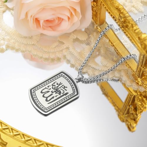 VASSAGO Allah Necklace for Women Men Stainless Steel Islamic Muslim Pendant Islam Religious Charm Jewelry Gift - color: Silver Allah Necklace2