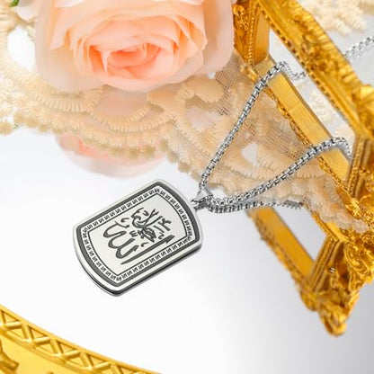 VASSAGO Allah Necklace for Women Men Stainless Steel Islamic Muslim Pendant Islam Religious Charm Jewelry Gift - color: Silver Allah Necklace2