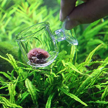 Glass Aquarium Red Worm Fish Feeder Cone Feeder Red Worm Fish Tank Plant Shrimp Feeder Cup Fish Feeding Cup with Suction for Aquarium Fish Tank
