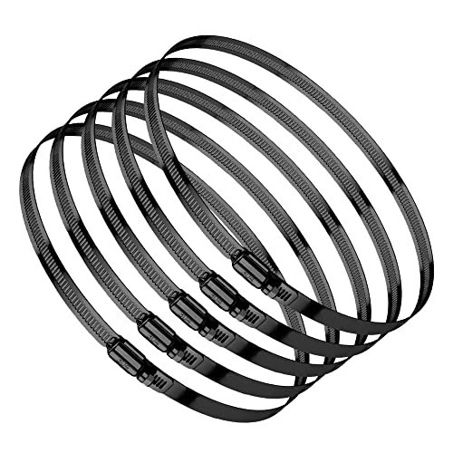 BOTTEN 6pcs Black Hose Clamp,8 Inch(194-216mm)304 Hose Clamps Stainless Steel Adjustable Worm Gear Hose Clamps Assortment Kit,radiator hose clamps fuel line clamps - size: 8''