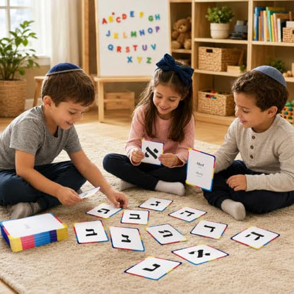 The Dreidel Company Single Pack Aleph Bet Hebrew Alphabet Flashcards – Laminated Hebrew Letter Cards with Transliteration for Kids and Beginners - style: Single