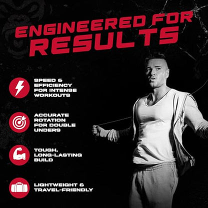 Beast Gear Pro Speed Jump Rope - Professional Fitness Jump Ropes for Women and Men - Skipping Rope for Exercise, Boxing, MMA, HIIT Workout, Strength Training, and Double Unders
