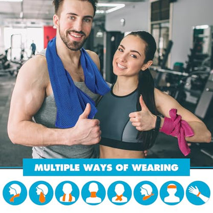 Honoson 20 Packs Cooling Towel Ice Towel Microfiber Sports Towel Breathable Chilly Towel with Bag Wet Towel for Neck Men Women Stay Cool Yoga Gym Golf Workout Travel Camping Beach Accessories - size: 16 x 43 inch