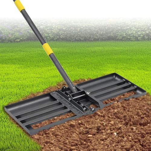 Heavy Duty Lawn Leveling Rake 30x10 with 72" Adjustable Handle - Commercial Grade Landscape Grading Tool, Foldable Yard Leveler for Soil Sand & Topdressing | Stainless Steel + Ergonomic Design - size: 30x10"(Foldable), 72"