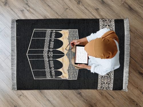Muslim Prayer Mat, Islamic Prayer Mat, Muslim Prayer Carpet Mat, Prayer Mat with Cylinder Gift Box, Islamic Prayer Mat and Beads, Islamic Gifts Set, for Ramadan Islamic Muslim Prayer
