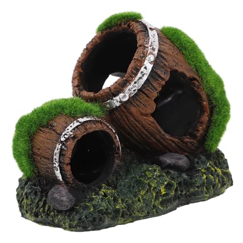 Yardwe Resin Broken Barrel Aquarium Ornament Betta Fish Hideout Decor Small Fish Tank Accessory Effortless Maintenance Sustainable Material for Aquatic Environments