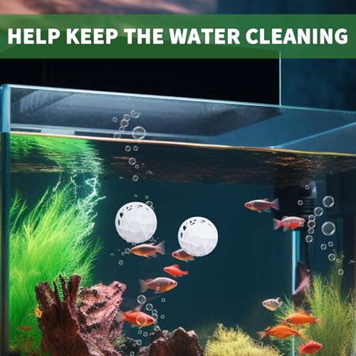 Betta Fish Tank Accessories, 2 Plastic Feeding Rings with Suction Cups and 2 Nitrifying Balls, Betta Enrichment Toys, Fish Tank Decor, Turtle Toys for Aquatic Turtles