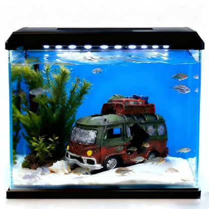 Aquarium Decorations Resin Bus Wreck Fish Tank Decoration Beta Fish Shrimp Aquatic Pets Hiding Cave Accessories