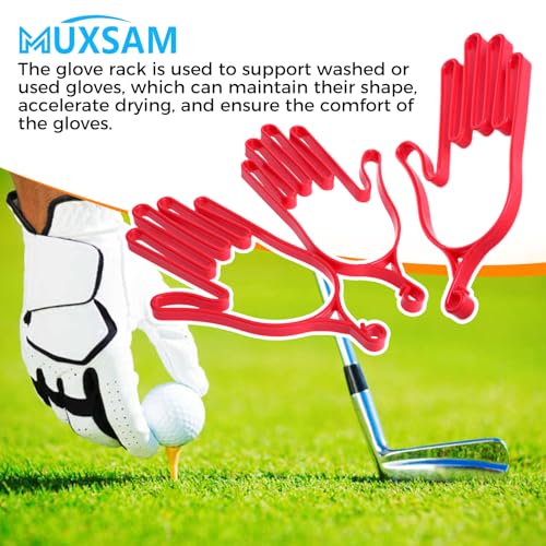 MUXSAM Golf Gloves Stretcher Holder Keeper Hanger Gloves Support Frame Golf Gloves Holder Rack Dryer Shaper Tool Accessories for Golfer Gloves Maintenance(1 Pair 2Pcs) - color: Red