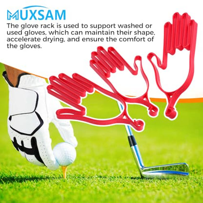 MUXSAM Golf Gloves Stretcher Holder Keeper Hanger Gloves Support Frame Golf Gloves Holder Rack Dryer Shaper Tool Accessories for Golfer Gloves Maintenance(1 Pair 2Pcs) - color: Red