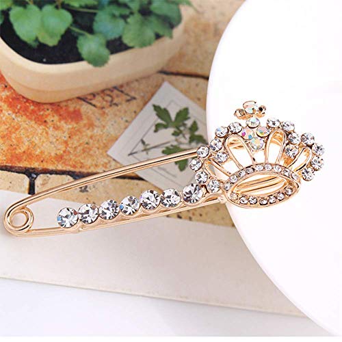 Crystal Pearl Flower Brooches Pins Fashion Beautiful Created Rhinestone Floral Brooch Good Idea for Party Dance Wedding Banquet for Elegant Women Girl - color: Crown Safety pin