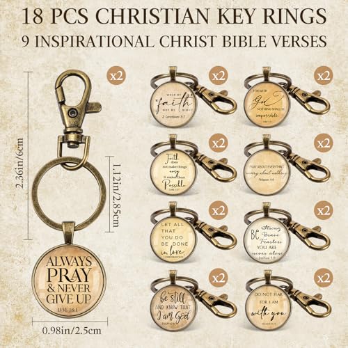 Fumete Christian Keychain Bulk Bible Verse Religious Key Chains Scripture Quote Positive Gift for Women Men Church Pastor - color: Bronze