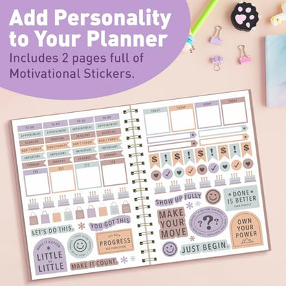 Sweetzer & Orange 2026 Planner – 6" x 8.25" Dated Daily, Weekly & Monthly Calendar Planner – January to December 2026 – Tiramisu Design with Motivational Stickers, Gold Spiral & Sturdy Paper - color: Tiramisu