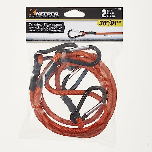 Keeper - 36” Carabiner Bungee Cord, 2 Pack - UV And Weather-Resistant - size: 36"