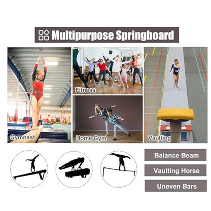 Vault Gymnastics Springboard, Heavy Curved Springboard with Steel Springs and Jumping Mat, Sports Club/Martial Arts Springboard