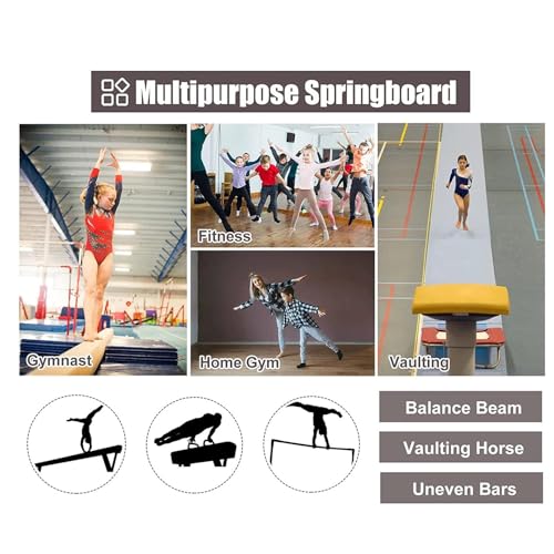 Gymnastics Springboard, Heavy Vault Springboard, Sports Club/Martial Arts Springboard with Anti-Slip Felt and Foot Pads