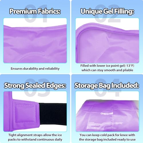 Reusable Cold Ice Packs for Injuries, 3-Piece Set Cold Gel Ice Wrap for Injury Recovery, Alleviate Joint and Muscle Pain (Knee Ice Wrap-Purple) - color: Knee Ice Wrap-purple
