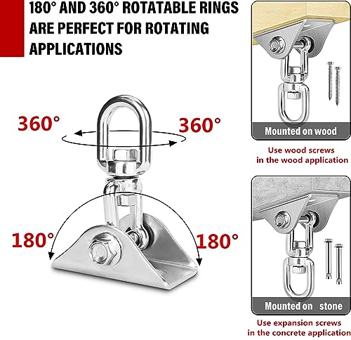 Hammock Hanging Kit - 1200 LB Capacity Heavy Duty 360° Rotating,Outdoor Patio Porch Swing Hardware, Heavy Duty Punching Bag Swivel Hanger,Ceiling Hook for Concrete Wood Swing, Yoga, Gym