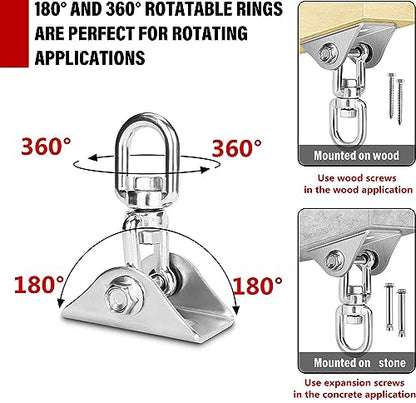 Hammock Hanging Kit - 1200 LB Capacity Heavy Duty 360° Rotating,Outdoor Patio Porch Swing Hardware, Heavy Duty Punching Bag Swivel Hanger,Ceiling Hook for Concrete Wood Swing, Yoga, Gym