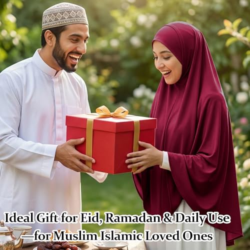 Ababalaya Women's Elegant Modest Muslim Islamic Ramadan Soft Lightweight Jersey Hijab Long Scarf - color: Burgundy, size: Medium