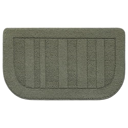BEQHAUSE 30x18 Inch Kitchen Rugs Non Slip Washable Kitchen Sink Rug, Green - color: Green, size: 1'6" x 2'6" (Semicircular)