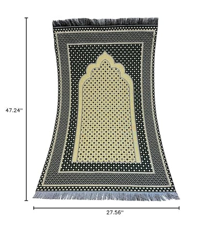 Modefa Turkish Islamic Prayer Mat Janamaz Sajjadah | Thin Woven Cotton Praying Rug Ramadan Eid Gift | Traditional Muslim Sejada for Men Women - Hira Diamond (Dark Green) - color: Dark Green