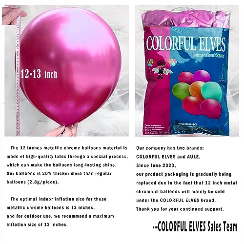 12 Inch 100 Pcs Metallic Chrome Hot Pink Balloons Shiny Thicken Latex Balloon Party Decoration (Hot Pink) - color: Hot Pink