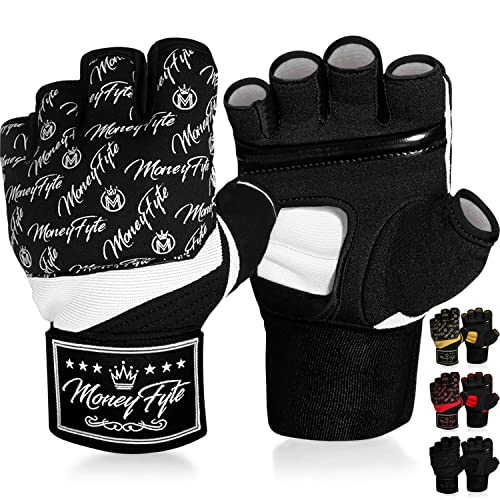 Quick Gel Boxing Wraps Under Boxing Gloves - Kickboxing MMA Muay Thai - Fist, Knuckle, Wrist Wrap Protection Inner Glove Hand Wraps - Men Women Kids - color: Black/White, size: Small-Medium