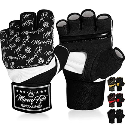 Quick Gel Boxing Wraps Under Boxing Gloves - Kickboxing MMA Muay Thai - Fist, Knuckle, Wrist Wrap Protection Inner Glove Hand Wraps - Men Women Kids - color: Black/White, size: X-Small