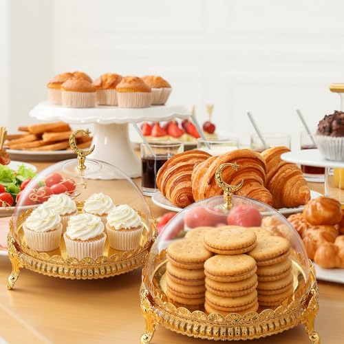 Yungyan Ramadan Tray Ramadan Mubarak Table Decoration Eid Metal Date Holder with Acrylic Lid Serving Tray for Muslim Kitchen Dining Dessert Cupcake Display Table Centerpieces