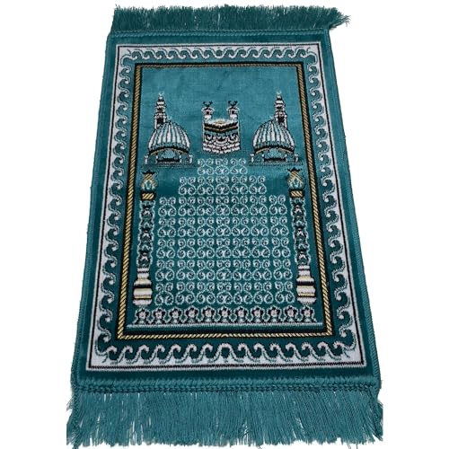 Modefa Islamic Turkish Velvet Prayer Rug Small Child Toddler Namaz Sajjadah Janamaz Kb (Teal) - color: Teal