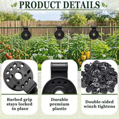 40 Pcs Shade Cloth Clips for Mesh and Thin Shade Fabric | Plastic Shade Net Fasteners, Round Black Design, for Mesh Tarps, Bird Netting, Garden Netting and Sun Shade Covers