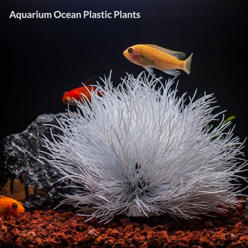 Fish Tank Decorations Aquarium Plants Plastic Artificial Décor (White)