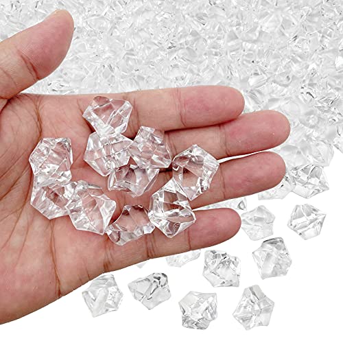 Fake Crushed Ice Cubes, Vase Fillers, 250 pcs 16*22 mm Fake crushed Ice Cubes Artificial Acrylic Crystal Rocks Diamonds for Vase Fillers, Party Favor, Wedding Decoration (0.86*0.62inch,Clear) - color: 16*22mm-250pcs