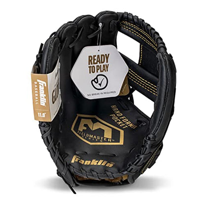 Franklin Sports Field Master Baseball + Softball Glove - Field Master Adult + Youth Baseball + Softball Mitt - Men's + Women's Gloves - color: Black/Gold, style: 11" - I Web