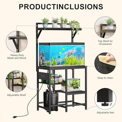 29 Gallon Fish Tank Stand for Standard & Breeder Tanks | Fits 20 & 29 Gal Long, Tall & Breeder Tanks for Aquarium, Reptile Terrarium & Turtle Tank, Top Shelf, 30.7"L x 15.3"W, Black - size: 20-29 Gallon