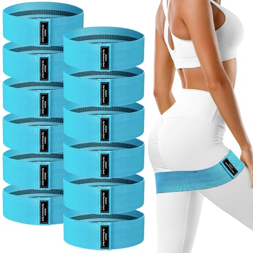 12 Pcs Fabric Resistance Bands for Working Out Non-Slip Booty Exercise Loop Bands for Women Men Glutes Hip Thigh Butt Yoga Pilates Fitness Gym, Light Medium Heavy - color: Blue, style: Medium Resistance