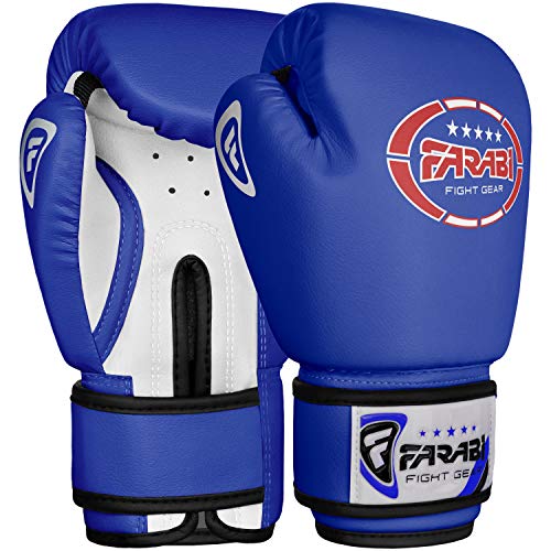 Kids Boxing Gloves for 3-10 Years 4 oz Youth Boxing Gloves Junior Punching Gloves MMA Muay Thai Boys and Girls Training Gloves - color: Blue/White