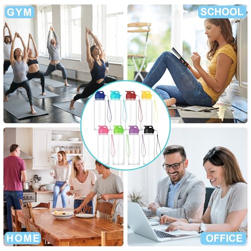 16 Pack Bulk Water Bottles-17oz Plastic Sports Water Bottles for Kids and Adults Leak Proof, Reusable for Gym Travel School Office, Black - color: Black