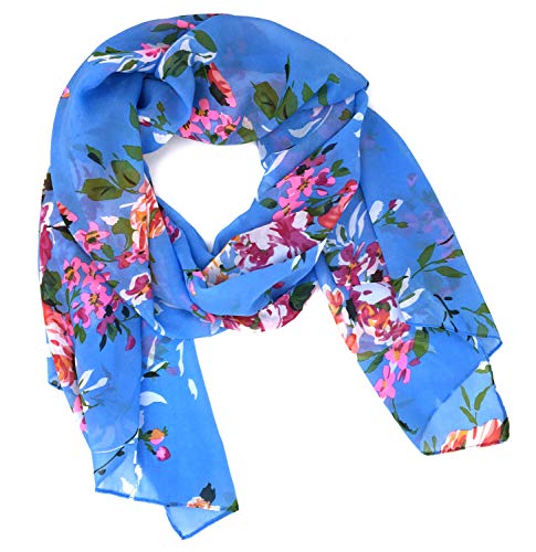 Tapp Collections™ Fashionable Soft Chiffon Scarf - color: Floral / Blue