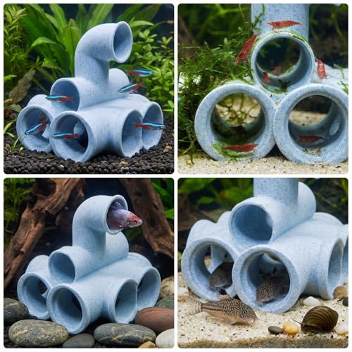 Marble Texture Fishtank Landscape Accessory Natural Habitat Tube Shelter Place for Pet Fish Hideouts Breeding Shrimp Shelter Cave House